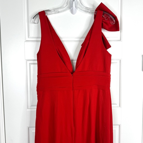 MAC DUGGAL Bow Shoulder V-Neck Gown Red Dress NEW Size 10 - Picture 9 of 14